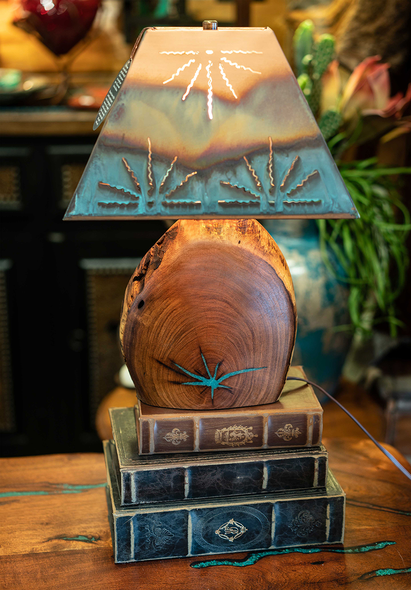 high quality southwestern lamp and books